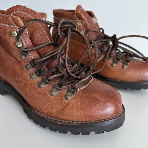 Frye Archie Hiking Boots 7 Leather Faux Shearling Lined Distressed Vibram Sole - Picture 5 of 11